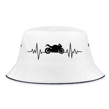 Moto Rider Herzfrequenz - Bucket Hat - Weiß/Navy - Vorne