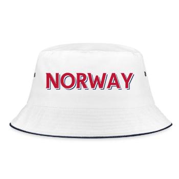 Mountain landscape with midnight sun - Bucket Hat - white/navy - Front