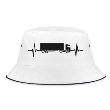 LKW Fahrer Herzschlag Fernfahrer Lastwagen - Bucket Hat - Weiß/Navy - Vorne