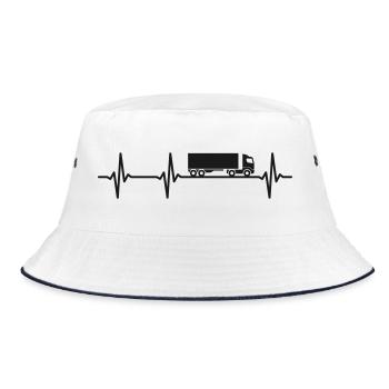 LKW Fahrer Herzschlag Fernfahrer Lastwagen - Bucket Hat - Weiß/Navy - Vorne