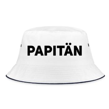 Papitän Funny Pun Captain Papa Anchor - Bucket Hat - white/navy - Front