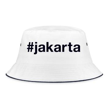 Jakarta Indonesia Hashtag - Bucket Hat - white/navy - Front
