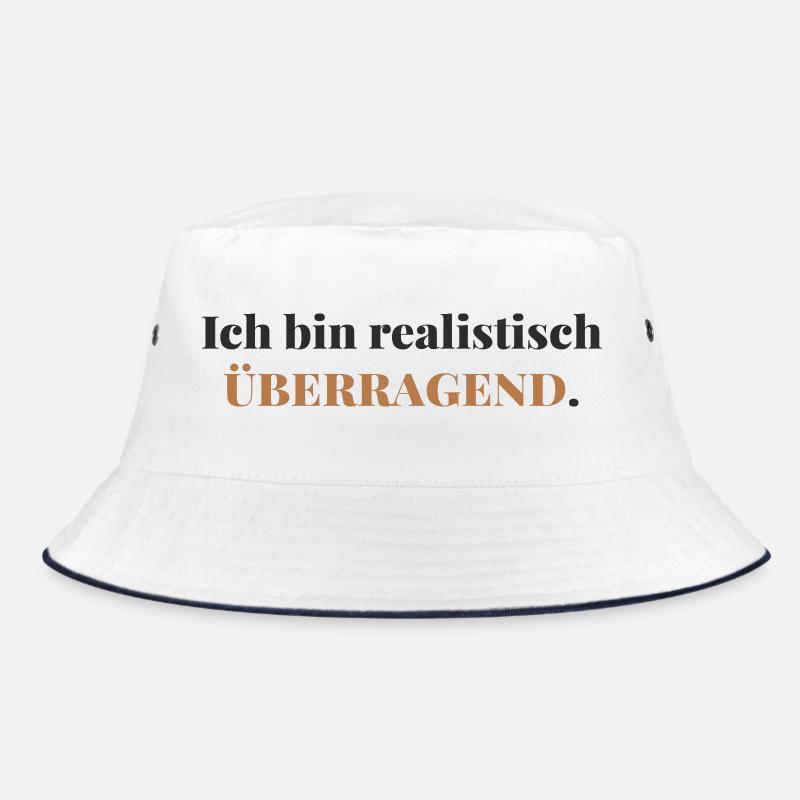 Ich bin realistisch überragend  - Bucket Hat - Weiß/Navy