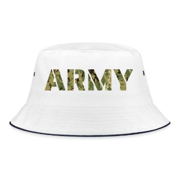 ARMY Digital Cam camouflage motif - Bucket Hat - white/navy - Front