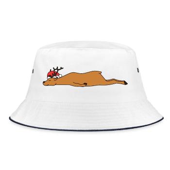 Sleeping Christmas Reindeer Funny Holiday Art - Bucket Hat - white/navy - Front