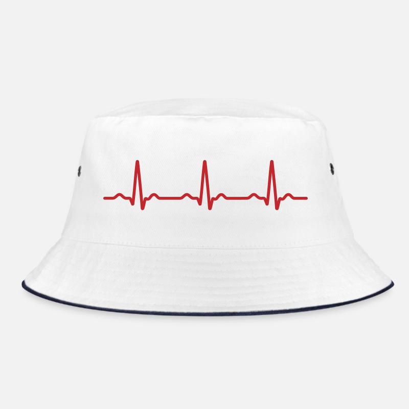 Nahtloses rotes EKG-Herzschlagmuster Bucket Hat