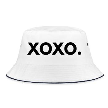 XOXO – Minimalistisches Bold-Schrift Design - Bucket Hat - Weiß/Navy - Vorne