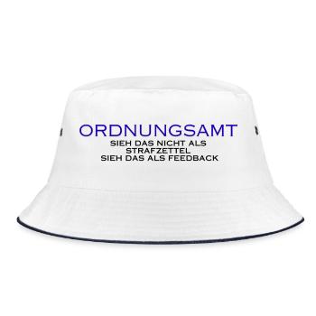 Ordnungsamt Sieh das als Feedback - Bucket Hat - Weiß/Navy - Vorne