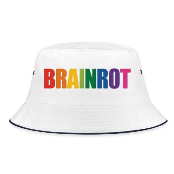 Brainrot - Funny Gen Alpha Slang Memes - Bucket Hat - white/navy - Front