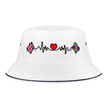 Lincolnshire flag + GB flag + heartbeat - Bucket Hat - white/navy - Front