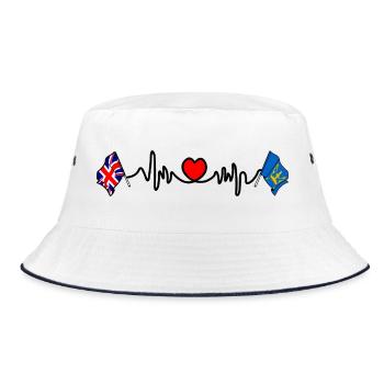 Suffolk & Great Britain Heartbeat - Bucket Hat - Weiß/Navy - Vorne
