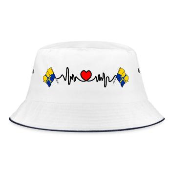 Durham Flag with Heartbeat - Bucket Hat - white/navy - Front