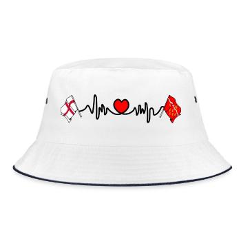 East Sussex-Flagge + englische Flagge mit Herzschlag - Bucket Hat - Weiß/Navy - Vorne