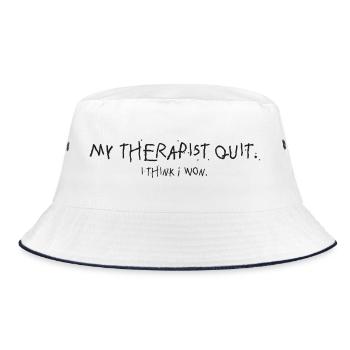 Therapy out: I think I won - Bucket Hat - white/navy - Front