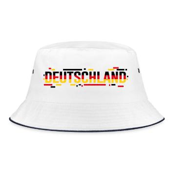 DEUTSCHLAND – Glitch Flag Style Typography - Bucket Hat - Weiß/Navy - Vorne