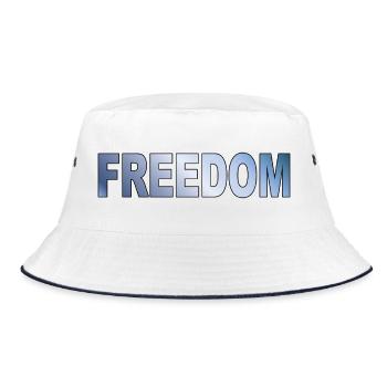 Freedom Typography Statement Design - Bucket Hat - white/navy - Front