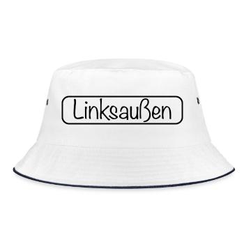 Linksaußen Schriftzug (Schwarz) - Bucket Hat - Weiß/Navy - Vorne