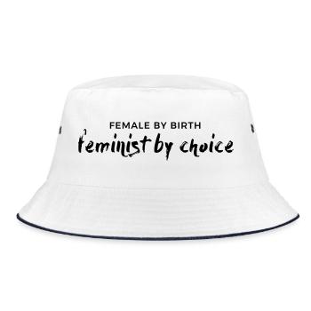 female by birth – feminist by choice - Bucket Hat - Weiß/Navy - Vorne