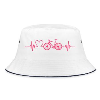 Heartbeat Bicycle Love - Bucket Hat - white/navy - Front