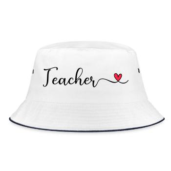 Lehrer - Bucket Hat - Weiß/Navy - Vorne