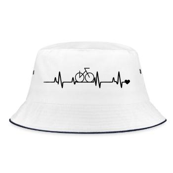  Fahrrad Radfahrer  - Bucket Hat - Weiß/Navy - Vorne