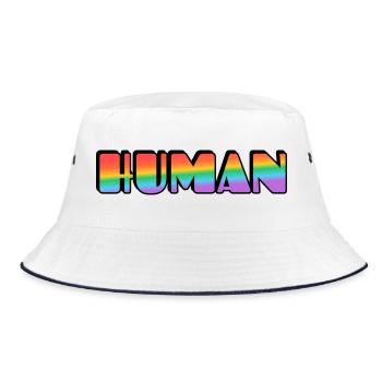 Rainbow Human Typography - Bucket Hat - white/navy - Front
