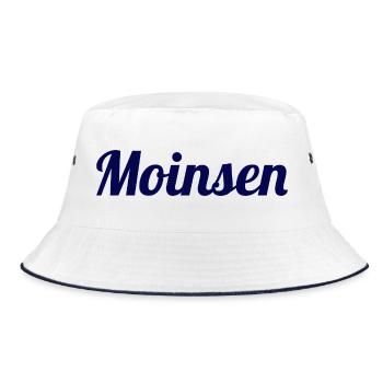Moinsen! – Das Original für echte Nordlichter - Bucket Hat - Weiß/Navy - Vorne