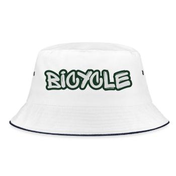 Urban Bicycle Graffiti Sticker Design - Bucket Hat - Weiß/Navy - Vorne