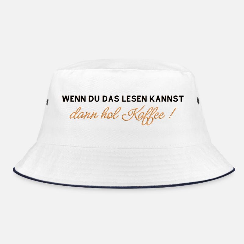 Kaffee Spruch - Bucket Hat - Weiß/Navy