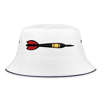 Dartpfeil in Aktion - Bucket Hat - Weiß/Navy - Vorne