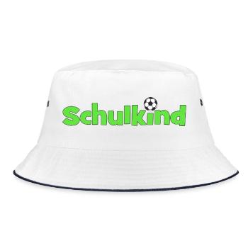 Schulkind mit Fußballball - Bucket Hat - Weiß/Navy - Vorne