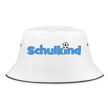 Schulkind Fußballträume Blau Einschulung 2026 - Bucket Hat - Weiß/Navy - Vorne