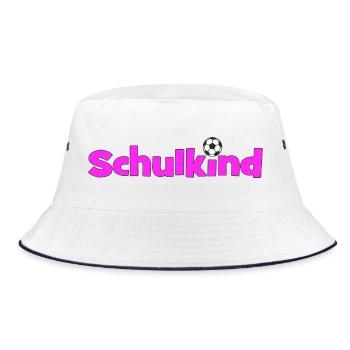 Schulkind Fußball Pink Einschulung 2026 - Bucket Hat - Weiß/Navy - Vorne