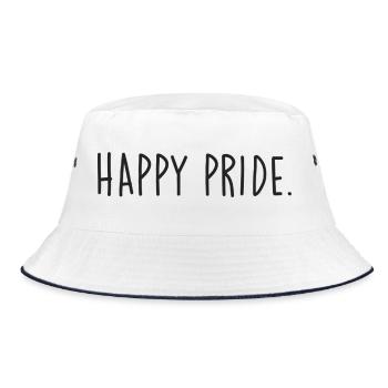 HAPPY PRIDE black - Bucket Hat - white/navy - Front