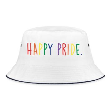 HAPPY PRIDE rainbow - Bucket Hat - white/navy - Front