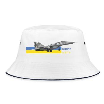 UKRAINE: Ghost Of Kyiv Fighter Jet - Bucket Hat - white/navy - Front