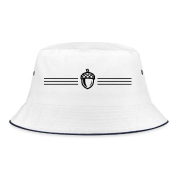 Eichel Symbol Linie - Bucket Hat - Weiß/Navy - Vorne