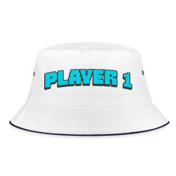 PLAYER 1 - Bucket Hat - Weiß/Navy - Vorne