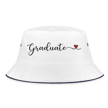 Herzdesign für Graduiertenherz - Bucket Hat - Weiß/Navy - Vorne
