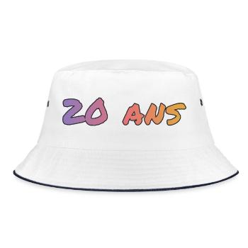 20. 20. JAHRESTAG. 20-JÄHRIGES JUBILÄUM. 20 JAHRE. - Bucket Hat - Weiß/Navy - Vorne