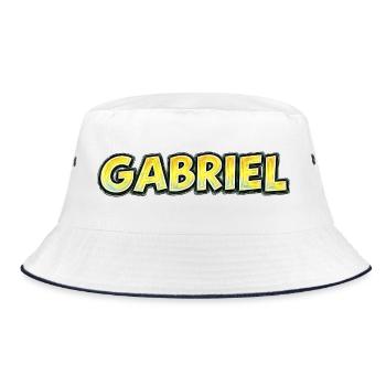 Gabriel – Handgezeichnete Typografie - Bucket Hat - Weiß/Navy - Vorne