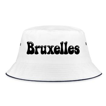 Brüssel, Brüssel Retro, Belgien Schwarz - Bucket Hat - Weiß/Navy - Vorne