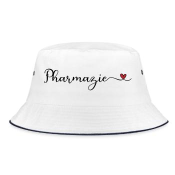 Pharmazie Design mit Herz - Bucket Hat - Weiß/Navy - Vorne