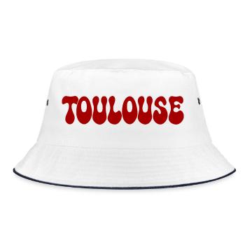Toulouse Red Drops Buchstaben - Bucket Hat - Weiß/Navy - Vorne