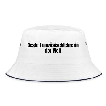 Beste Französischlehrerin der Welt Geschenk - Bucket Hat - Weiß/Navy - Vorne