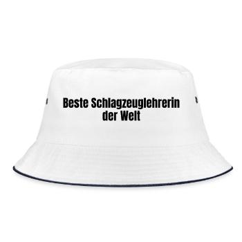 Beste Schlagzeuglehrerin der Welt Drums Geschenk - Bucket Hat - Weiß/Navy - Vorne