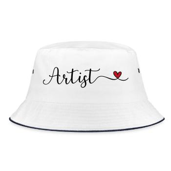 Künstler mit Herz - Bucket Hat - Weiß/Navy - Vorne