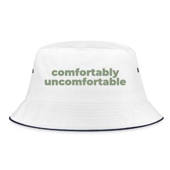Bequem Ungemütlich Typografie - Bucket Hat - Weiß/Navy - Vorne