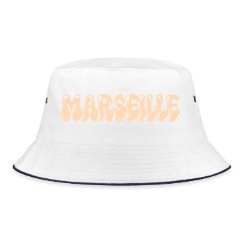 Marseille Mittelmeer-Typo-Blase - Bucket Hat - Weiß/Navy - Vorne