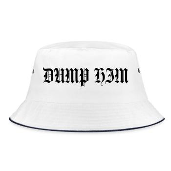 🖤 DUMP HIM Schwarz – Gothic Girl Power Buchstaben - Bucket Hat - Weiß/Navy - Vorne